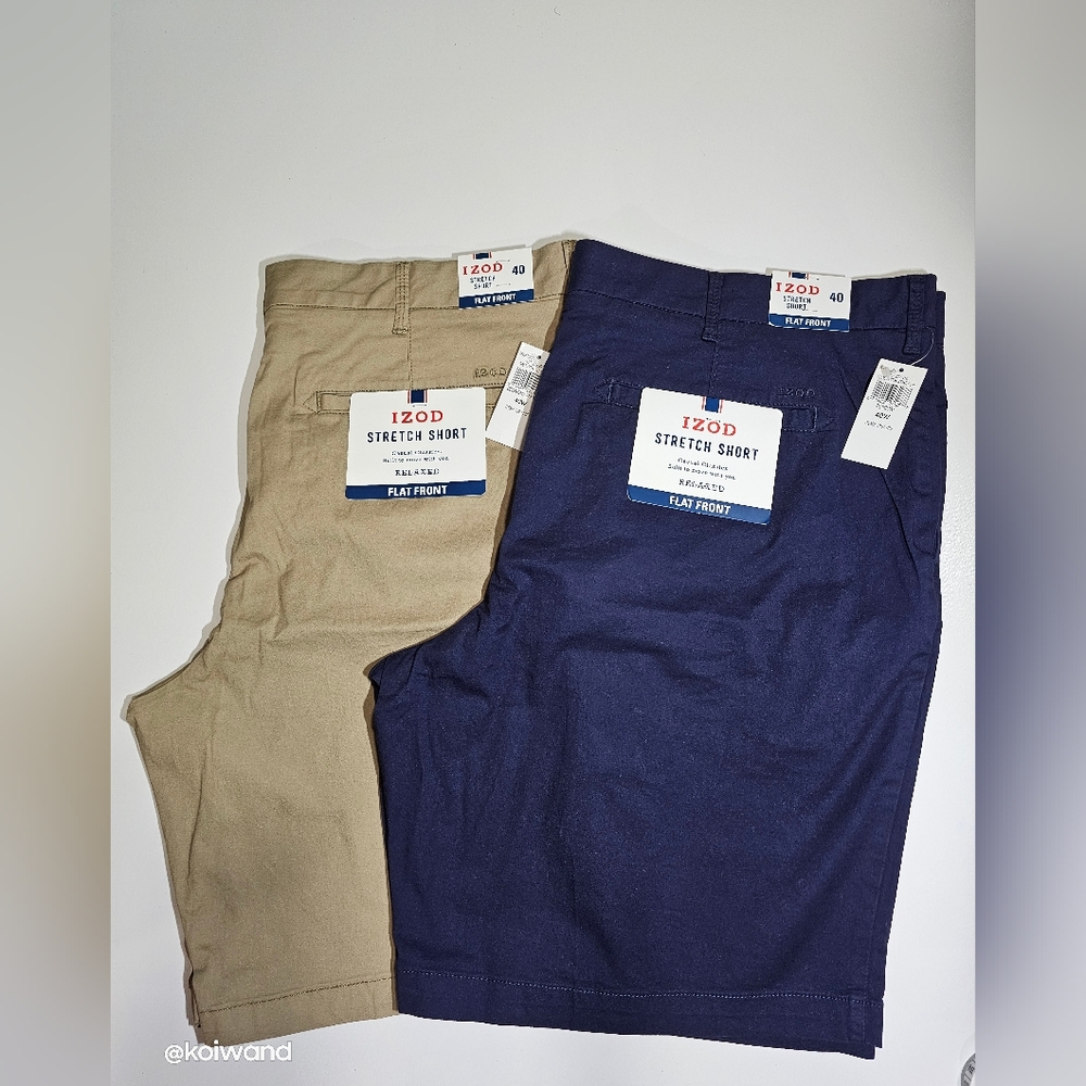 Lot 2 IZOD Men’s Relaxed Flat Front Casual Classics Shorts Stretch Size 40